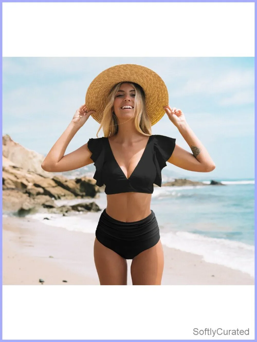Ruffle High Waist Bikini Set with Removable Pads